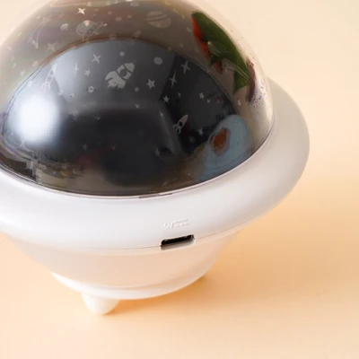 Gambar Ataru Lampu Tidur Projector Mini Rechargeable UFO - Putih