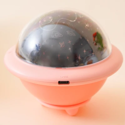 Gambar Ataru Lampu Tidur Projector Mini Rechargeable UFO - Pink