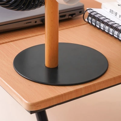 Gambar Ataru Kipas Angin Meja Rechargable Dengan Led Light Wooden - Hitam