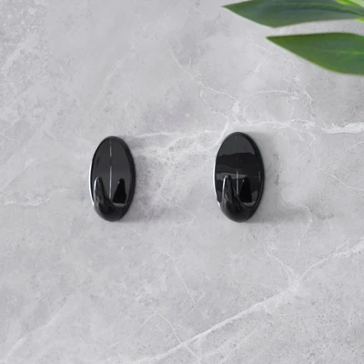 Gambar Stora Gantungan Dinding Permanen Serbaguna Oval Set 2 pcs - Hitam