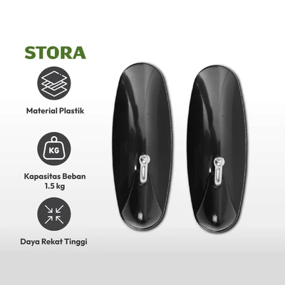 Gambar Stora Gantungan Dinding Permanen Set 2 pcs - Hitam