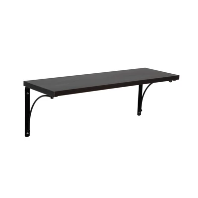 Gambar Masterspace Rak Dinding Kayu 60x30x1.8 cm - Hitam/Cokelat Walnut