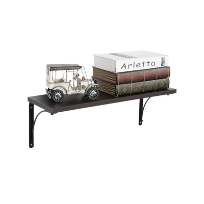 Gambar Masterspace Rak Dinding 90x40x1.8 cm - Hitam/Cokelat Walnut