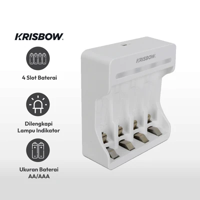 Gambar Krisbow Charger Baterai 4 Slot Aa/aaa 8002 - Putih