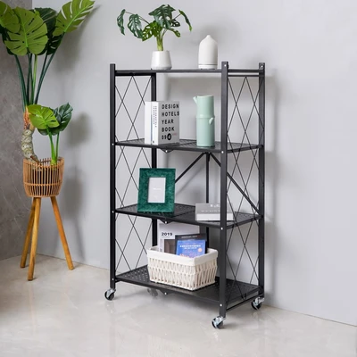 Gambar Stora Rak Penyimpanan 4 Tingkat Foldable - Hitam