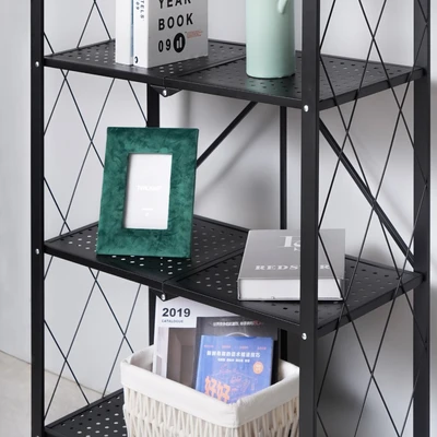 Gambar Stora Rak Penyimpanan 4 Tingkat Foldable - Hitam