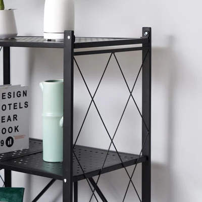 Gambar Stora Rak Penyimpanan 4 Tingkat Foldable - Hitam