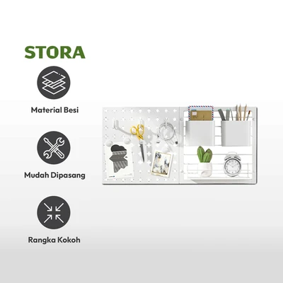 Gambar Stora Papan Pegboard Metal & Wire - Putih