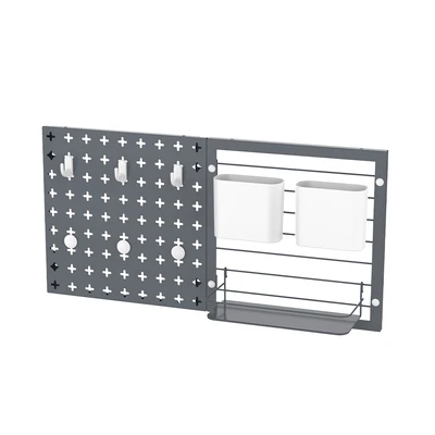 Gambar Stora Papan Pegboard Metal & Wire - Abu-Abu