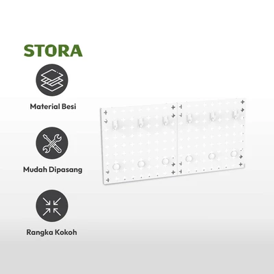 Gambar Stora Papan Pegboard Metal - Putih