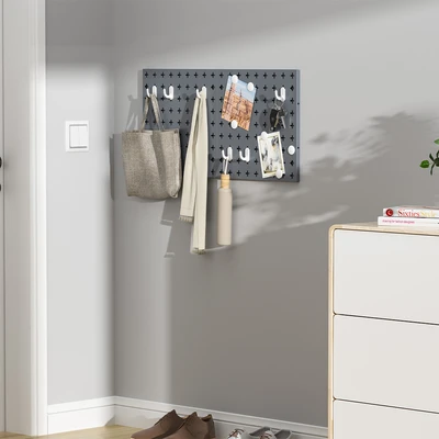 Gambar Stora Papan Pegboard Metal - Abu-Abu