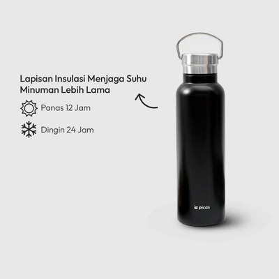 Gambar Picas Fox Botol Vacuum Flask Stainless Steel 500 ml - Hitam