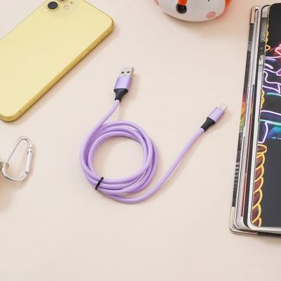 Gambar Ataru Kabel Charger Lightning Nylon Braided - Ungu