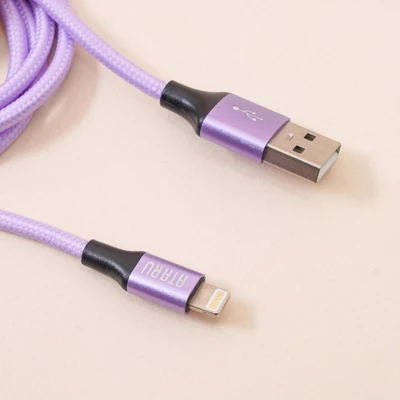 Gambar Ataru Kabel Charger Lightning Nylon Braided - Ungu