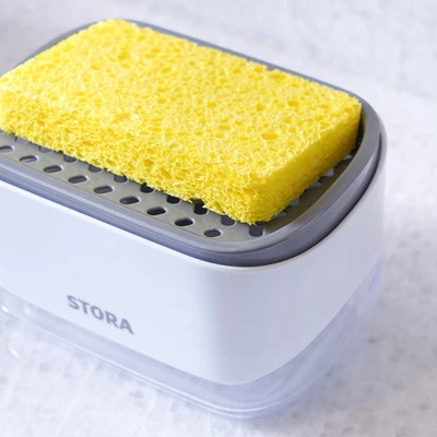 Gambar Stora Dispenser Sabun Cuci Piring Dengan Tempat Spons - Putih