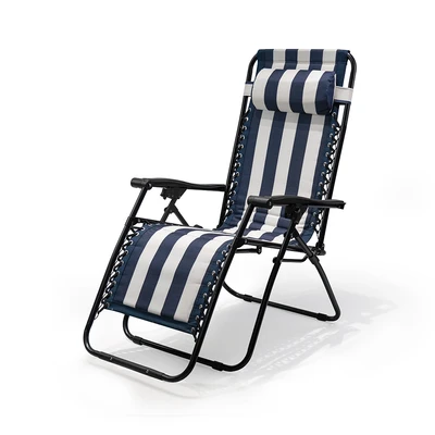 Gambar Soleil Kursi Recliner Zero Gravity Stripe - Navy/putih