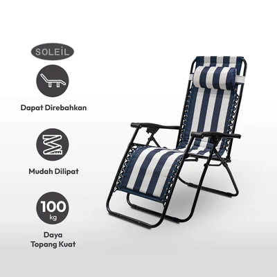 Gambar Soleil Kursi Recliner Zero Gravity Stripe - Navy/putih