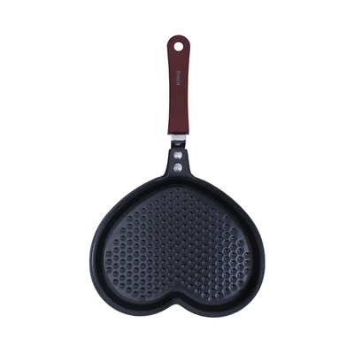 Gambar Kris Wajan Penggorengan Heart Shape 18 cm Aluminium - Hitam