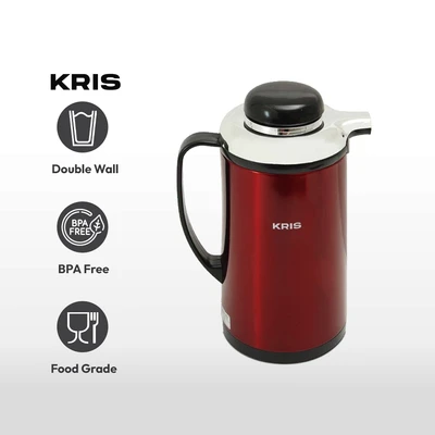 Gambar Kris 1 Ltr Teko Vacuum Flask Dengan Glass Liner - Merah