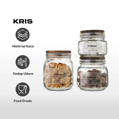 Gambar Kris Set 3 Pcs Stoples Kaca Dengan Tutup Kayu