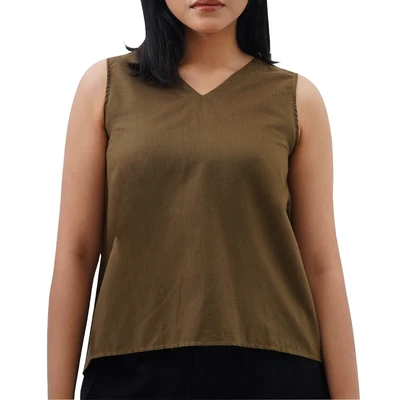 Gambar Pendopo Ukuran M Blus Asimetris Linen 0323 - Hijau