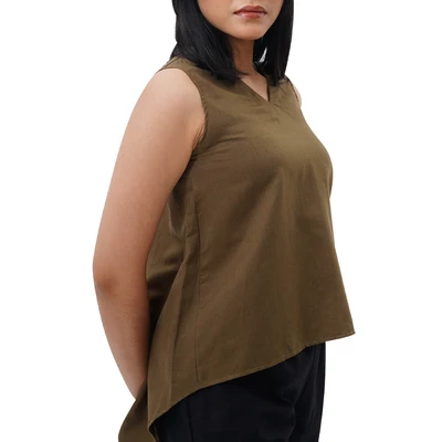 Gambar Pendopo Ukuran M Blus Asimetris Linen 0323 - Hijau