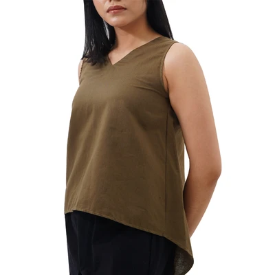 Gambar Pendopo Ukuran M Blus Asimetris Linen 0323 - Hijau