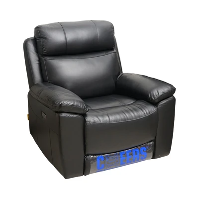 Gambar Cheers Meriville Sofa Recliner Electric Kulit 1 Seater - Hitam