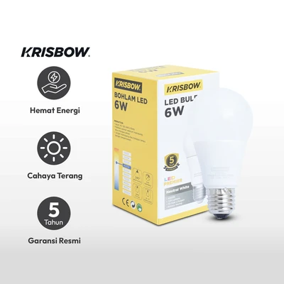 Gambar Krisbow Premier Bohlam LED 6 Watt 720 Lumen Neutral White E27 - Putih