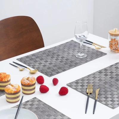 Gambar Appetite Kazo Tatakan Piring Double Side 45x30 cm Set 4 pcs - Abu-Abu