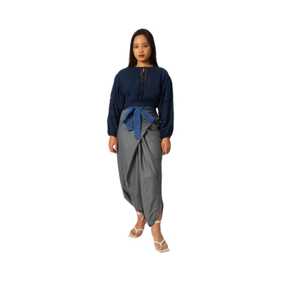 Gambar Celana Wanita Sarung Ikat Polos Lurik - Abu-Abu