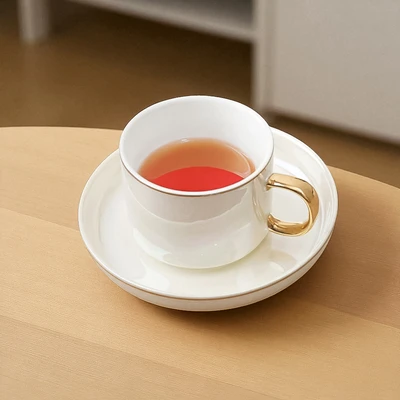 Gambar Appetite Samar Cangkir Dengan Saucer Porcelain 220 ml Set 4 pcs - Putih