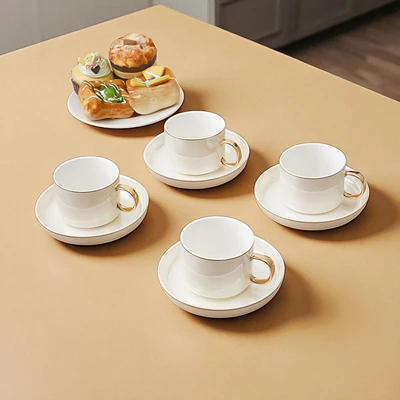 Gambar Appetite Samar Cangkir Dengan Saucer Porcelain 220 ml Set 4 pcs - Putih