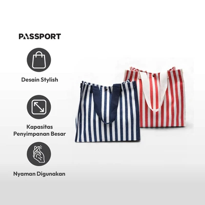 Gambar Passport Maggie Tas Bahu Stripe - Biru Navy