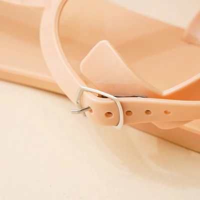 Gambar Ataru Ukuran 37 Sandal Wanita T Strap Jelly - Krem Nude