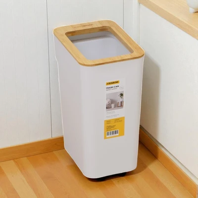 Gambar Krisbow Tempat Sampah Plastik Ring Bambu 7 Liter - Putih
