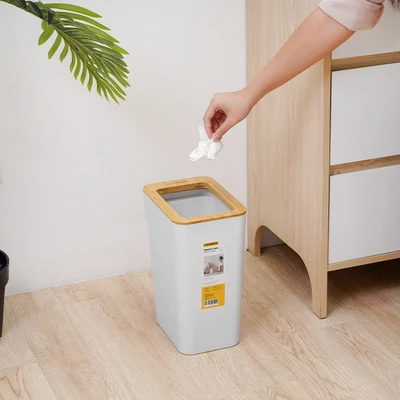 Gambar Krisbow Tempat Sampah Plastik Ring Bambu 7 Liter - Putih