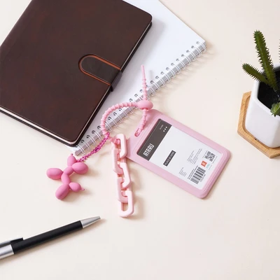 Gambar Ataru Holder Id Card Dengan Balloon Dog Charm - Pink