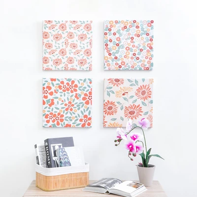 Gambar Informa Hiasan Dinding Kanvas Print Blossom 30x30 cm Set 4 Pcs - Mix