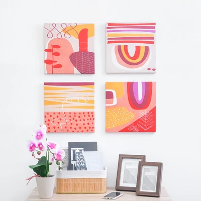 Gambar Informa Hiasan Dinding Kanvas Print Abstract 30x30 cm Set 4 Pcs - Mix