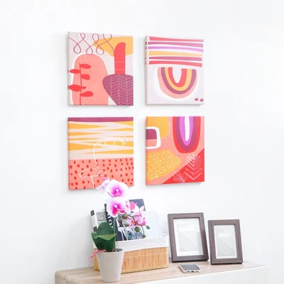 Gambar Informa Hiasan Dinding Kanvas Print Abstract 30x30 cm Set 4 Pcs - Mix