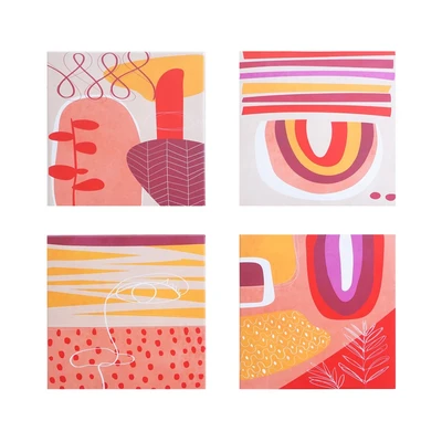 Gambar Informa Hiasan Dinding Kanvas Print Abstract 30x30 cm Set 4 Pcs - Mix