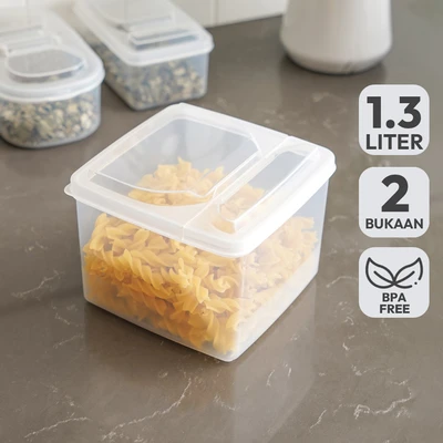 Gambar Ataru Tempat Bumbu Dapur Plastik Semi Open 1.3 Liter Transparan