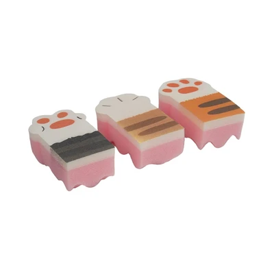 Gambar Ataru Spons Scrubber Pembersih Peralatan Dapur Cat Paw - Pink