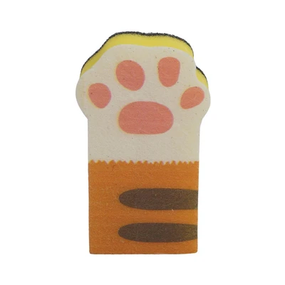 Gambar Ataru Spons Scrubber Pembersih Peralatan Dapur Cat Paw - Kuning