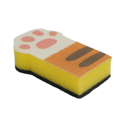 Gambar Ataru Spons Scrubber Pembersih Peralatan Dapur Cat Paw - Kuning