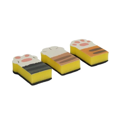 Gambar Ataru Spons Scrubber Pembersih Peralatan Dapur Cat Paw - Kuning