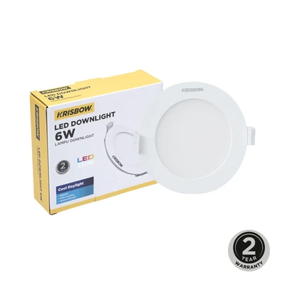 Gambar Krisbow Lampu Downlight Slim Inbow 6 Watt Cool Daylight - Putih