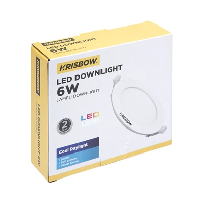 Gambar Krisbow Lampu Downlight Slim Inbow 6 Watt Cool Daylight - Putih