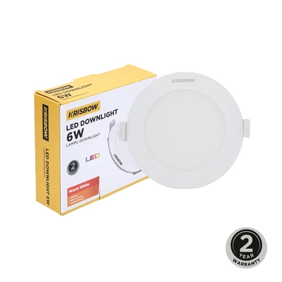 Gambar Krisbow Lampu Downlight Slim Inbow 6 Watt Warm White - Kuning
